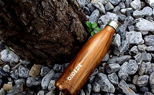 BJPKPK 17 oz Insulated Stainless Steel Water Bottles Cola Shape Water Bottles for Travel,Wood Graphics Prussian Blue