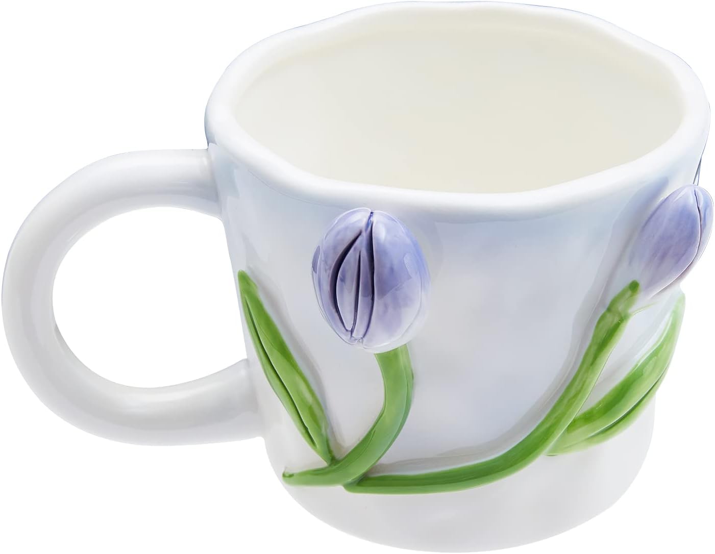 3D Flower Coffee Mug Blue Tulip Ceramic Cup,12 oz Cute Handmade Mugs,Christmas Birthday Surprise for Friends Family or Flower Lovers (Blue Tulip)
