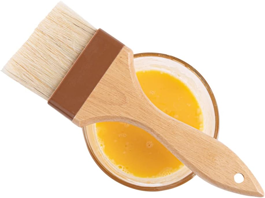 Restaurantware Pastry Tek 3 Inch Wide Buttering Brush 1 Boar Bristle Pastry Brush - Hardwood Handle Built-In Hanging Hole Wood Basting Brush Sturdy Ferrule For Glazing And Basting