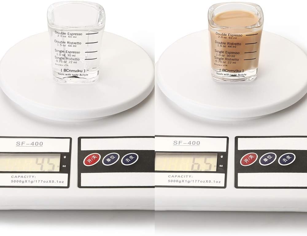 Espresso Shot Glass Liquid Heavy Sturdy Glass Shot Glasses Measuring cup Wine Glass 1 Pack 2oz/60ml By BCnmviku(Sturdy 1Pack)