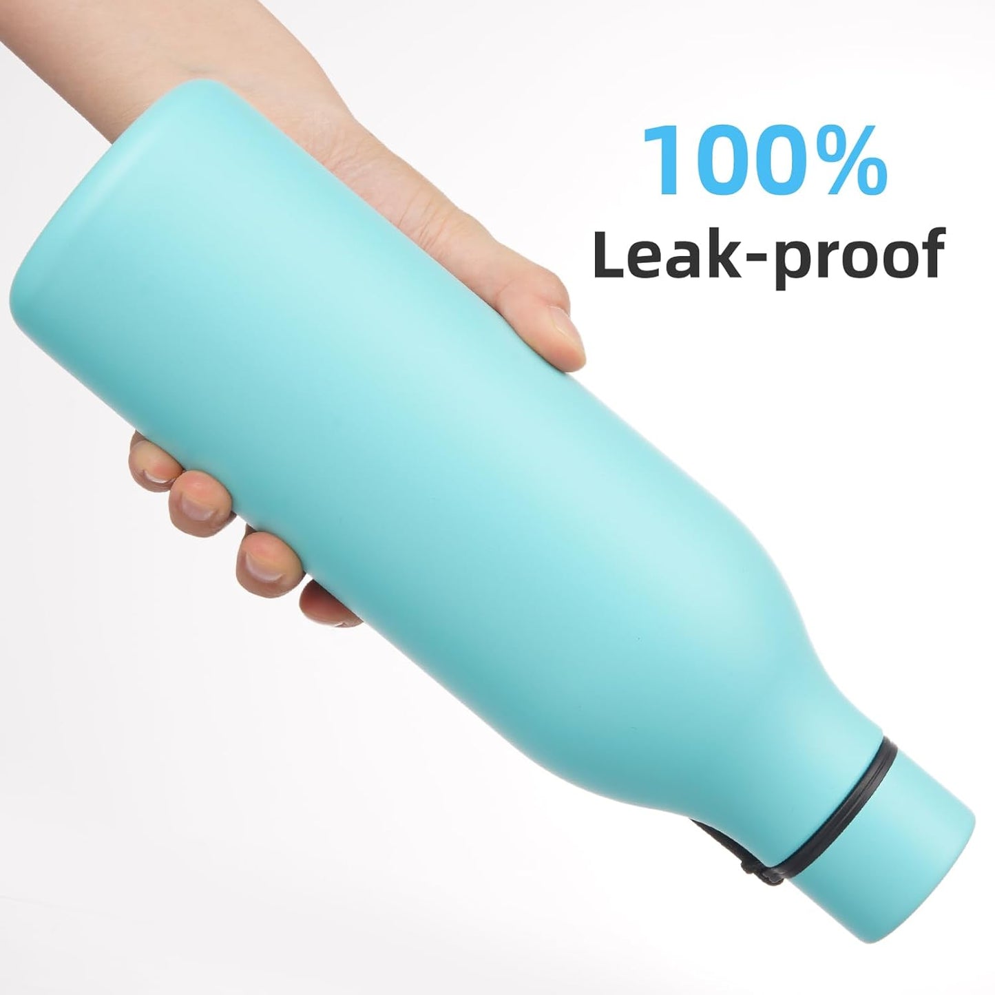 Insulated Water Bottle with Strap,25 oz Double Wall Stainless Steel Vacuum Bottles Metal Water Flask,Turquoise