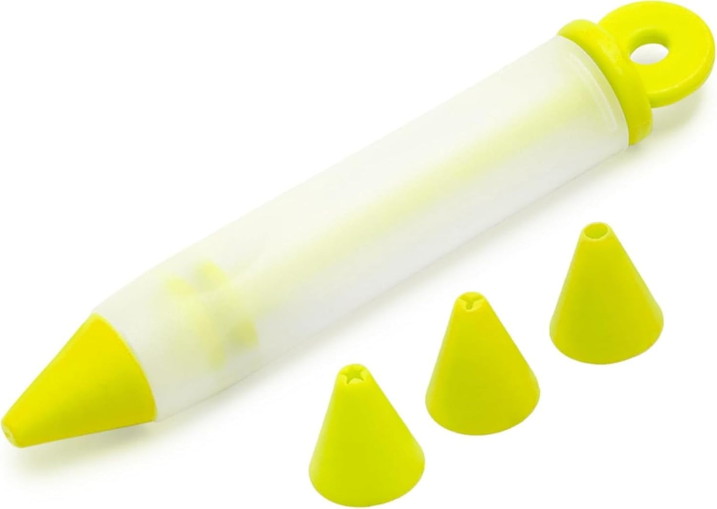 Cake Decorating Pen Dessert Decorating Tool, Silicone Food Syringe Cylinder with 4 Heads Cookie Icing Piping Nozzles Used for Chocolate Jam, Lettering, Drawing, Cream (Green)