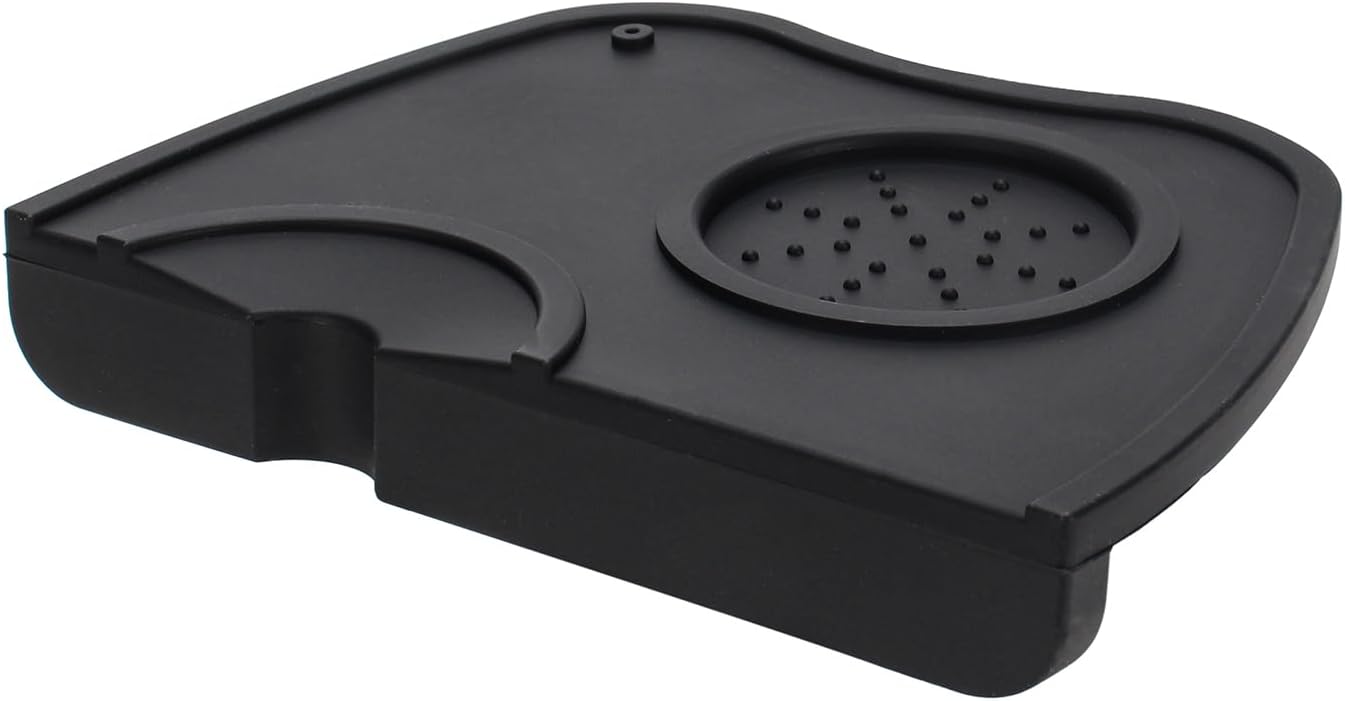 Espresso Tamping Mat, Silicone Coffee Tamper Mat with Corner Edge Tamp Support Station for Countertop, Barista Tools, Espresso Accessories, Medium, Black