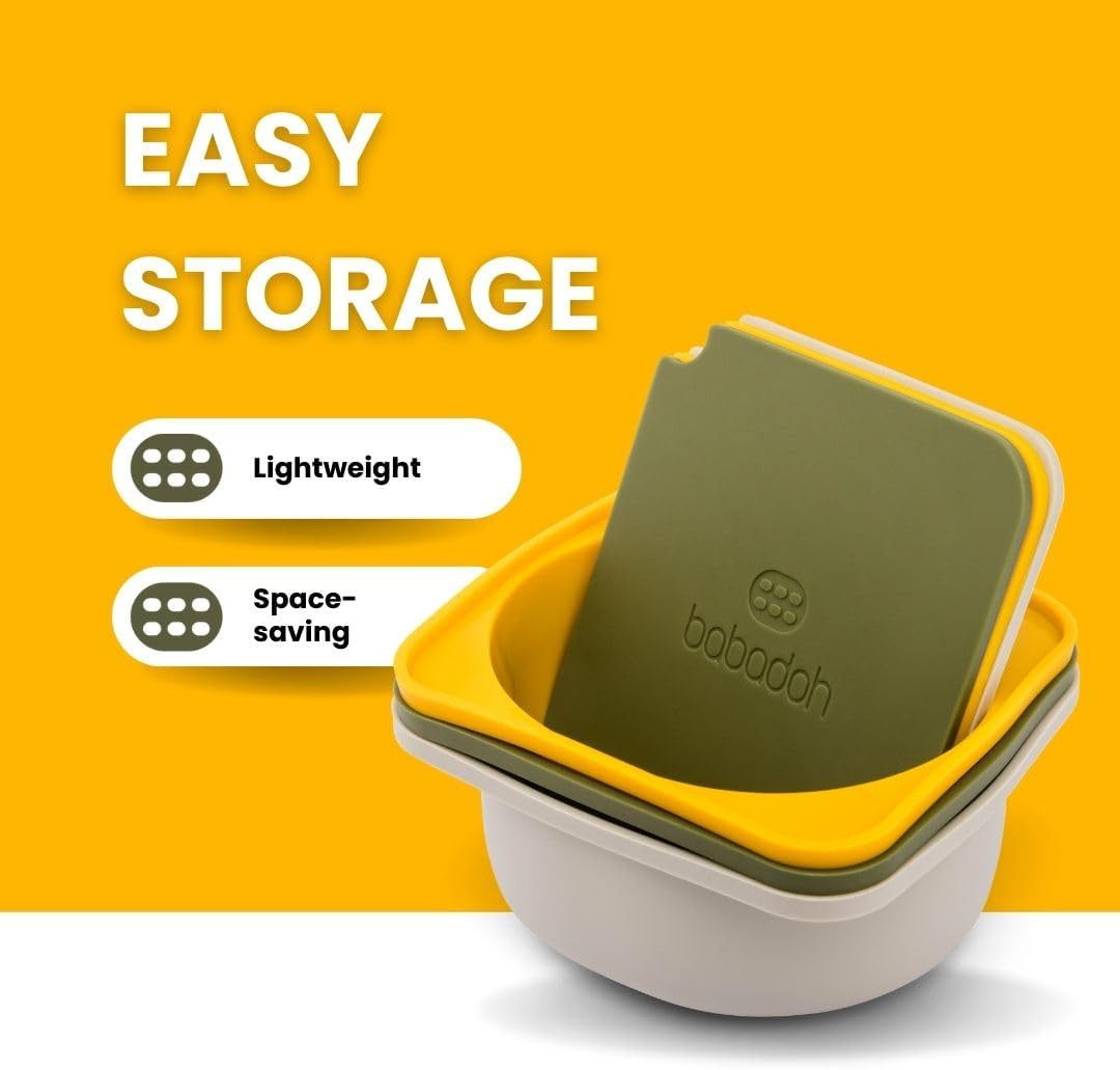 Babadoh Pizza Dough Proofing Silicone Containers with Lids | Pizza Making Accessories | The Perfect Pizza | Set of 6 | Multi Yellow (2 Dough, 2 Olive, 2 Yellow) | Original Size (make 12" Pizzas)