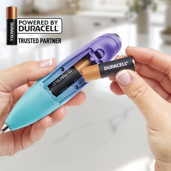 Zulay Kitchen Powerful Milk Frother Wand With 4 AA Duracell Batteries - Ultra Fast Handheld Drink Mixer - Electric Whisk Foam Maker for Coffee, Lattes, Cappuccino, Matcha & Creamer -