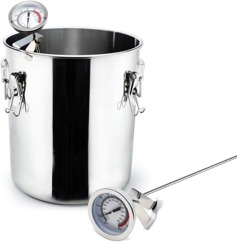 Deep Fryer/Candy/Turkey Thermometer with Clip&15 inch stem - Professional Kitchen Pot Fryer,Stainless Steel Fry Oil Thermometer for Frying,Candy and Meat Cooking