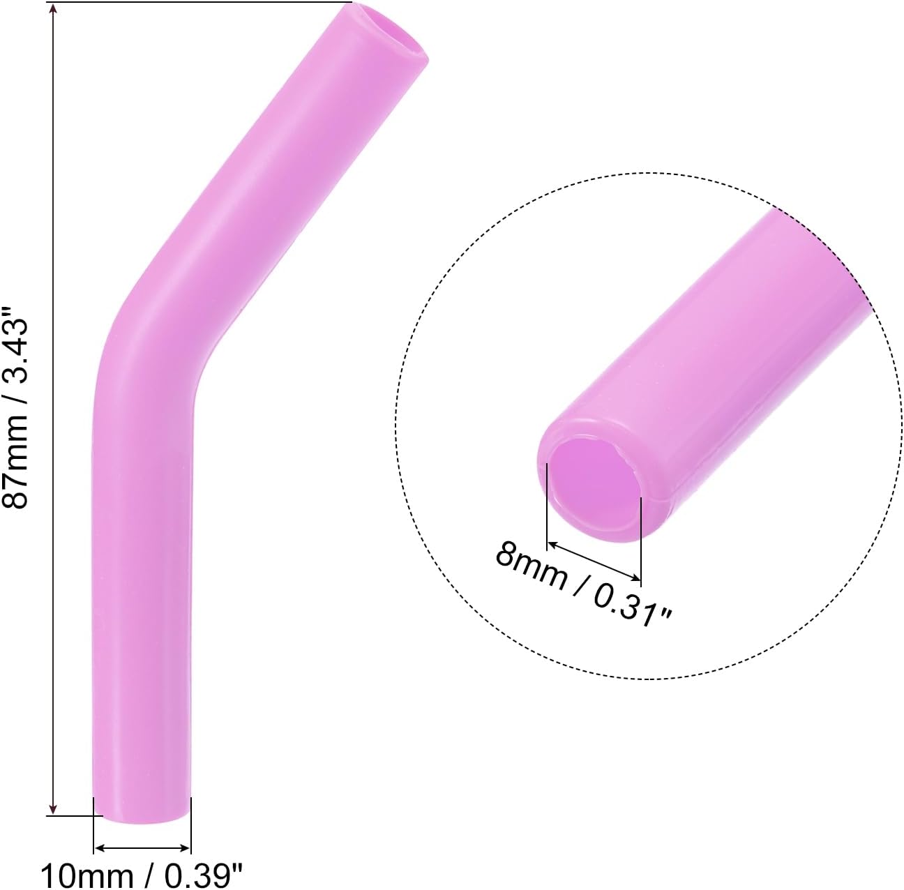 uxcell 12pcs Silicone Straw Tips, Silicone Straw Elbows Tip, Soft Reusable Metal Straw Covers Fit for 8mm/0.31" OD Stainless Steel Straws, Light Purple
