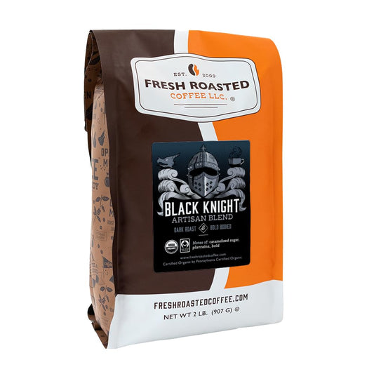 Fresh Roasted Coffee, Organic Black Knight | USDA Organic, Kosher | Dark Roast 2 lb (32 oz) Ground