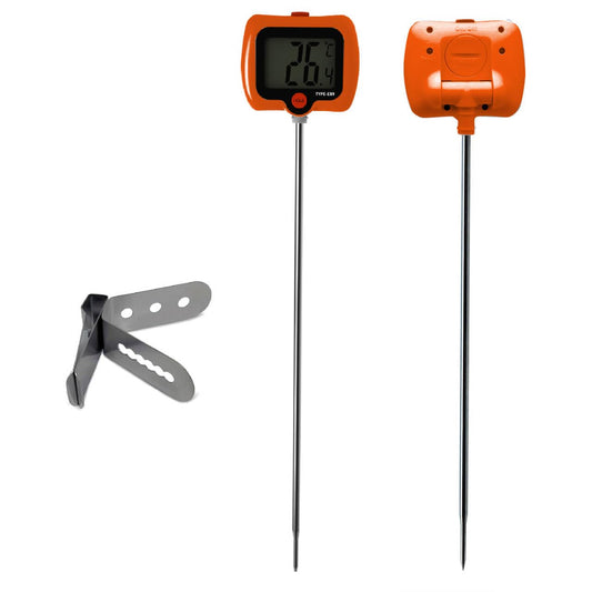 Deep Fry Thermometer - Digital Candy/Candle/Meat Thermometer with Rotatable Large Display, 10'' Long Probe, Programmable Instant Read for Oil Cooking (Orange)