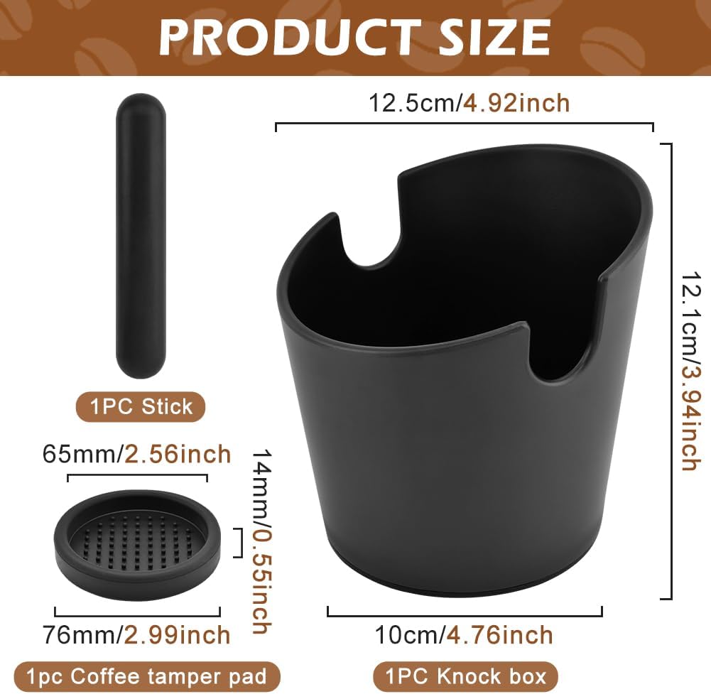 5-Inch Coffee Knock Box for Espresso Grounds Disposal with Extended Knocking Rod & Shock-Absorbent Non-Slip Base - Perfect for Home, Office, and Coffee Enthusiasts