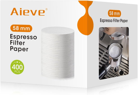 Aieve Espresso Paper Filter Compatible with Breville Barista Espresso Coffee Maker, 58 mm Espresso Filter Puck Screen Portafilter Paper (400 Pcs)