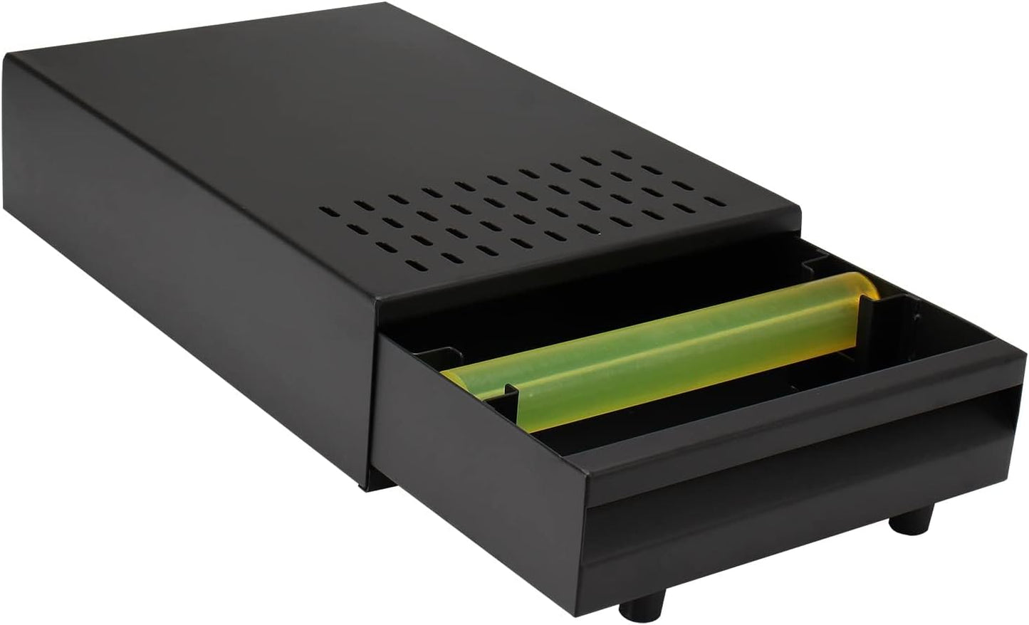 Espresso Knock Box Drawer, Stainless Steel Pull-Out Style Coffee Grounds Powder Container Bin for Cafes Restaurant Home Bar, Large, 14.96 x 10.03 x 3.93 inch (Black)