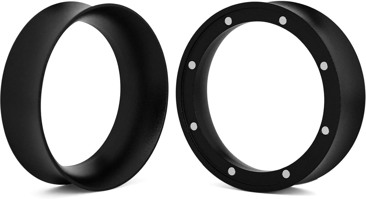 51mm Magnetic Dosing Funnel and Puck Screen Set - Espresso Coffee Dosing Ring, 19mm Anodized Aluminum with 8 Neodymium Magnets Compatible with 51mm CASABREWS/Delonghi Decica Portafilter (Black)