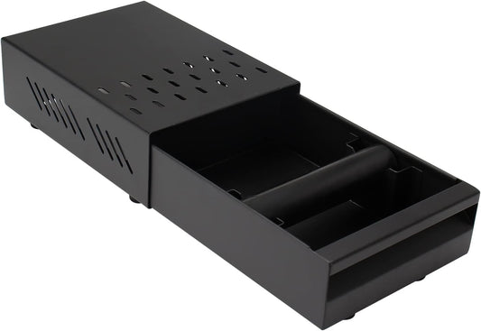 Espresso Knock Box Drawer, Stainless Steel Coffee Ground Container with Removable Rubber Knocking Bar, 9.84 x 7.08 x 3.34 inch (Black)