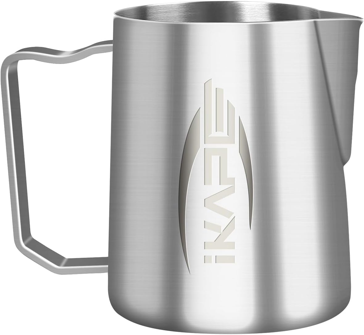 IKAPE Espresso Milk Pitcher, Espresso Steaming Pitcher with Sharp Spout for Espresso Barista Tool, 15.4 oz / 450ml Milk Frothing Jug (Silver)