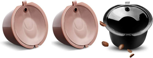 Dolc* Gu*to Refillable Capsules Reusable Coffee Pods Compatible for Nescafe Dolc* Gusto Brewers rich crema version（1Pcs Black+2 Pcs Brwon）