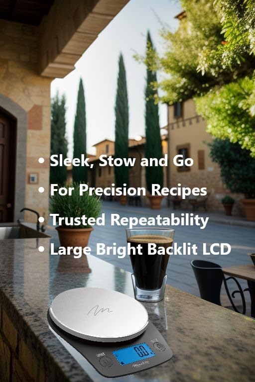 Food Kitchen Scale by NutraTrack™ Digital Grams and Ounces for Coffee, Weight Loss, Baking, Cooking, Keto and Meal Prep, LCD Display, Stainless Steel, LOWEST 0.5g INCREMENTS Accuracy meets Durability!