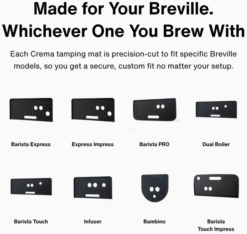 Crema Coffee Products Tamping Mat for Barista Express |Non-Slip Silicone Protection for Countertops & Portafilters|Precision Fit with Drip Tray & Vent Holes|Easy to Clean,Durable Espresso Tamping Pad