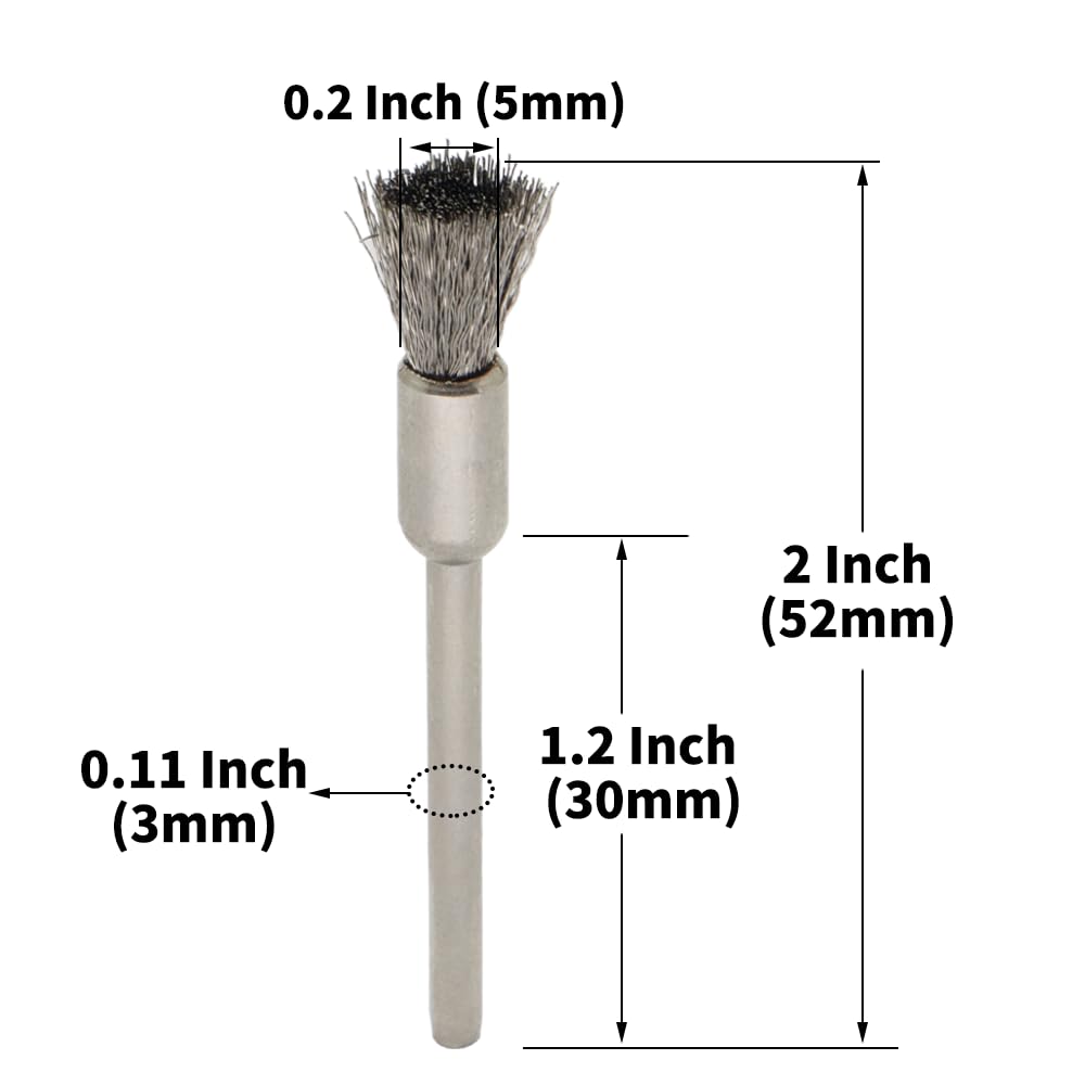 45-Piece Wire Brush Set - Metal Rust Removal, Polishing, Cleaning - Shaft 1/8″ (3mm) - Removes Burrs, Dust, and Oxide Layer - Handles Rough Surfaces - Designed for Industrial and DIY Enthusiasts