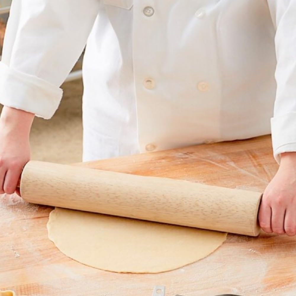 TrueCraftware- 15" Wooden Rolling Pin 3-1/4" Diameter- Wooden Roll Pin Dough Roller Classic Wood Rolling Pins for All Baking Needs for Fondant Pie Crust Cookie Pastry Dough Pastry Rolling Pin