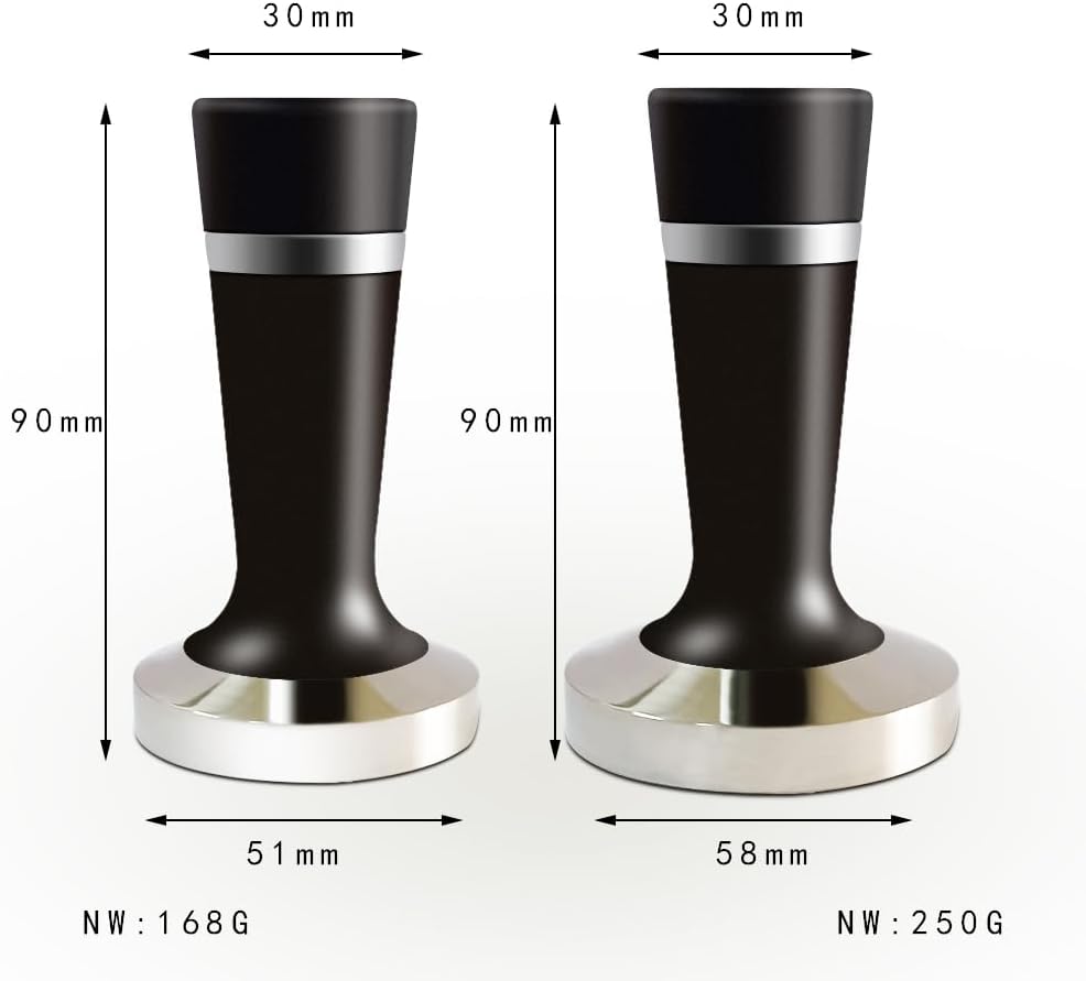 51mm 2 in 1 Coffee Tamper Espresso Hand Tamper 304 Stainless Steel Espresso Coffee Tamper with WDT Tool and Mat (51mm 2 in 1)