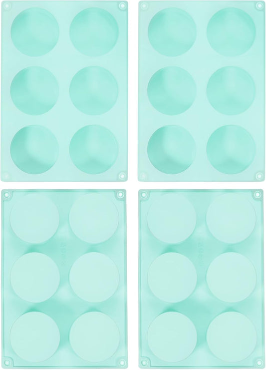 uxcell 4pcs Silicone Muffins Pan, 6 Cup Silicone Cupcake Pan Nonstick Baking Tray for Muffins, Cupcakes, Dishwasher Safe, Green