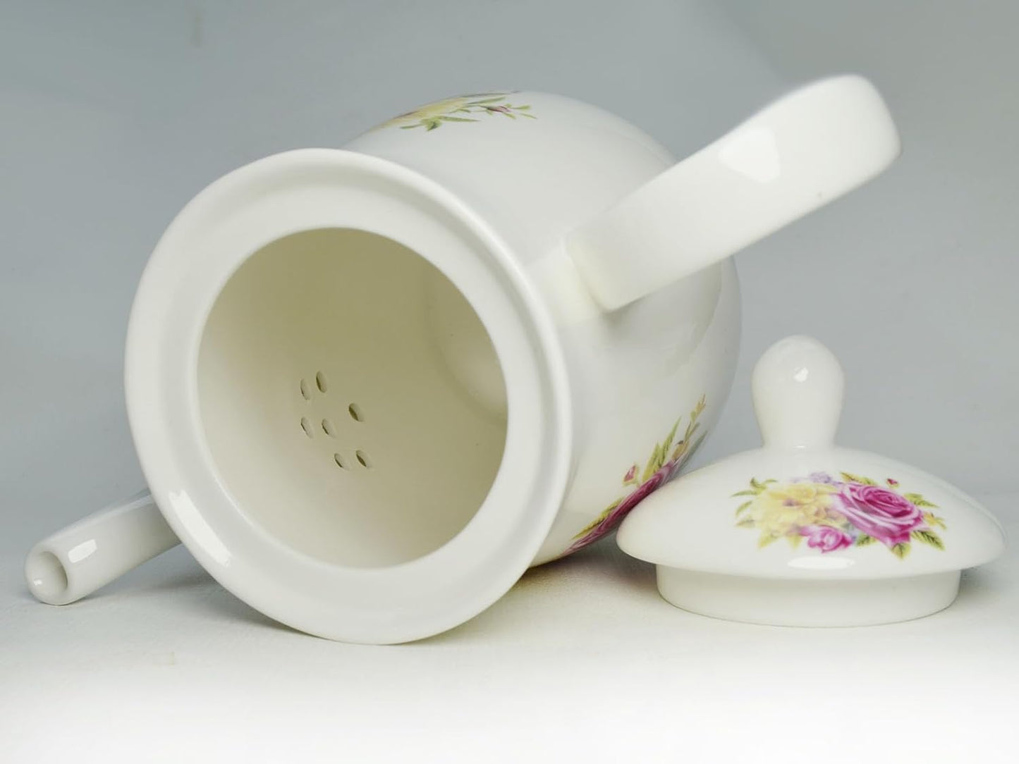 European Style Porcelain Teapot, Coffee Tea Water Pot Vintage Ceramic Kettle (50oz)