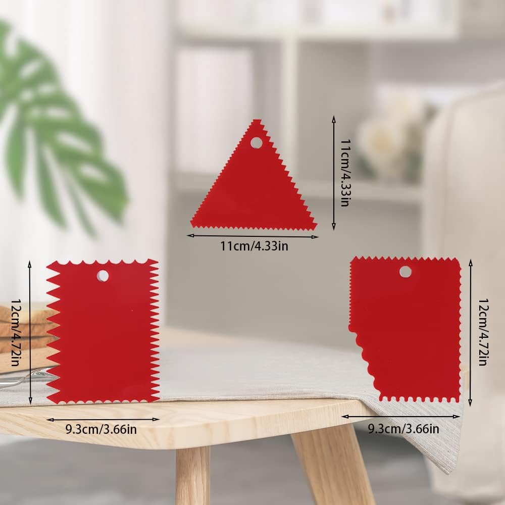 Cake Smoother Scraper Dough Scraper Tools Set,Cake Icing Scraper Smoother,Reusable Bread Cream Pizza Cutter,Flexible Plastic Pastry Cutter,For Baking Cake Edge Stripe Decorating Comb(9Pcs,Multicolor)
