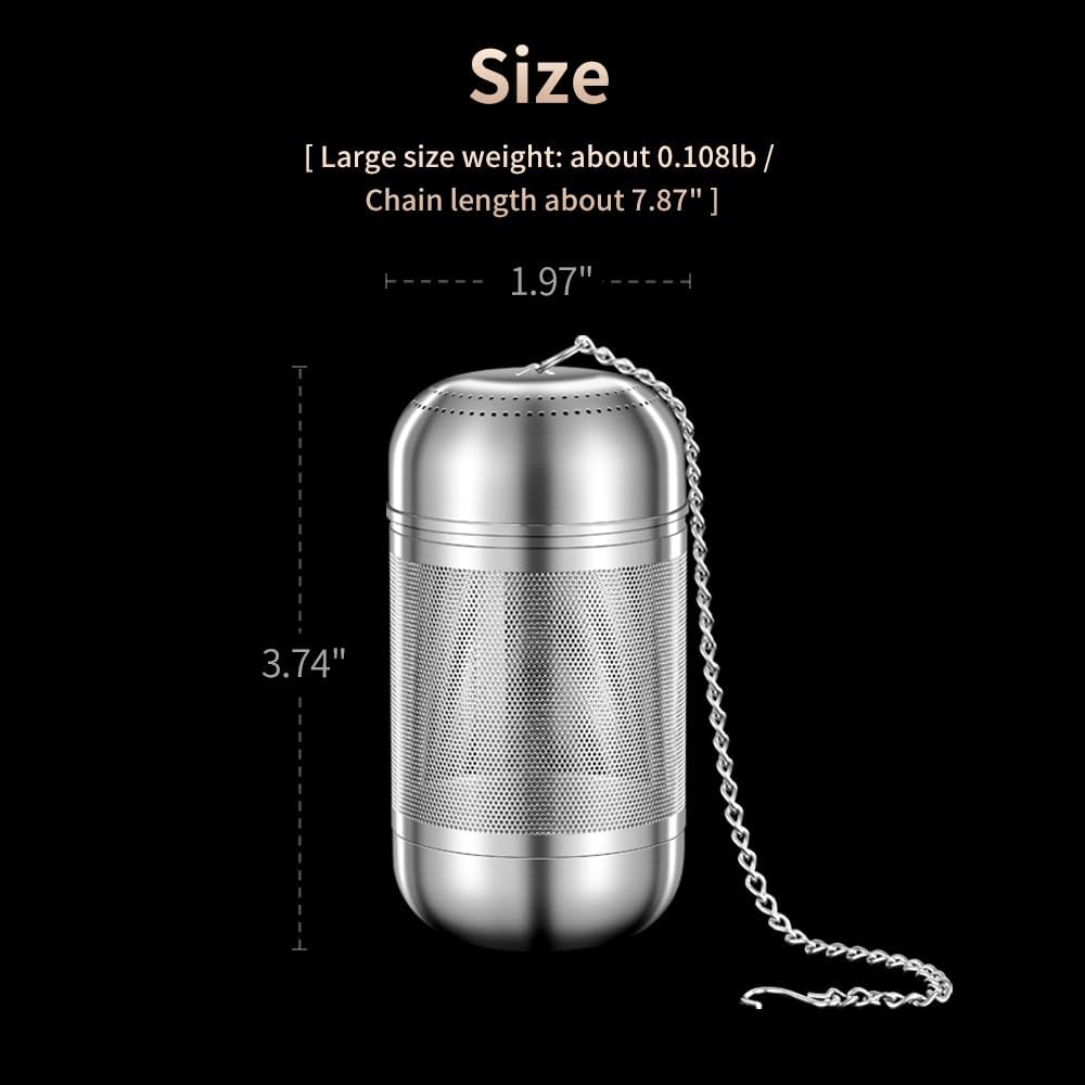 2Pack 316 Stainless Steel Tea Infuser for Loose Leaf Tea Reusable Tea Steeper Extra Fine Mesh Tea Infuser Tea Strainer for Loose Leaf Tea Spices and Seasonings (2 Pack - Large)
