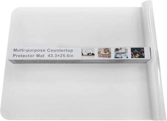 KVK 43.3×25.6in Silicone Mats for Kitchen Counter - Extra Large Silicone Mat Heat Resistant - Glossy Bottom Non Slip - Universal Painting Craft Resin Mat Table Countertop Protector, Transparent