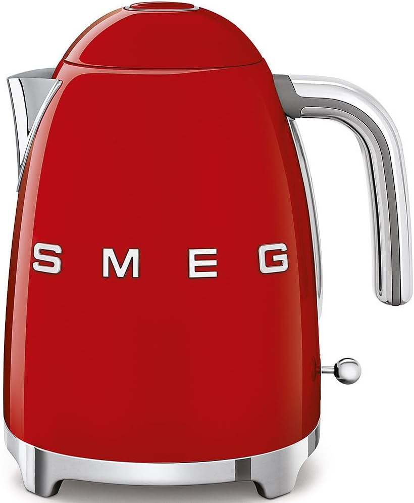 SMEG 50's Retro Style Electric Water Kettle with Automatic Shutoff, Removable Base, and Water Indicator, KLF03RDUS, Red