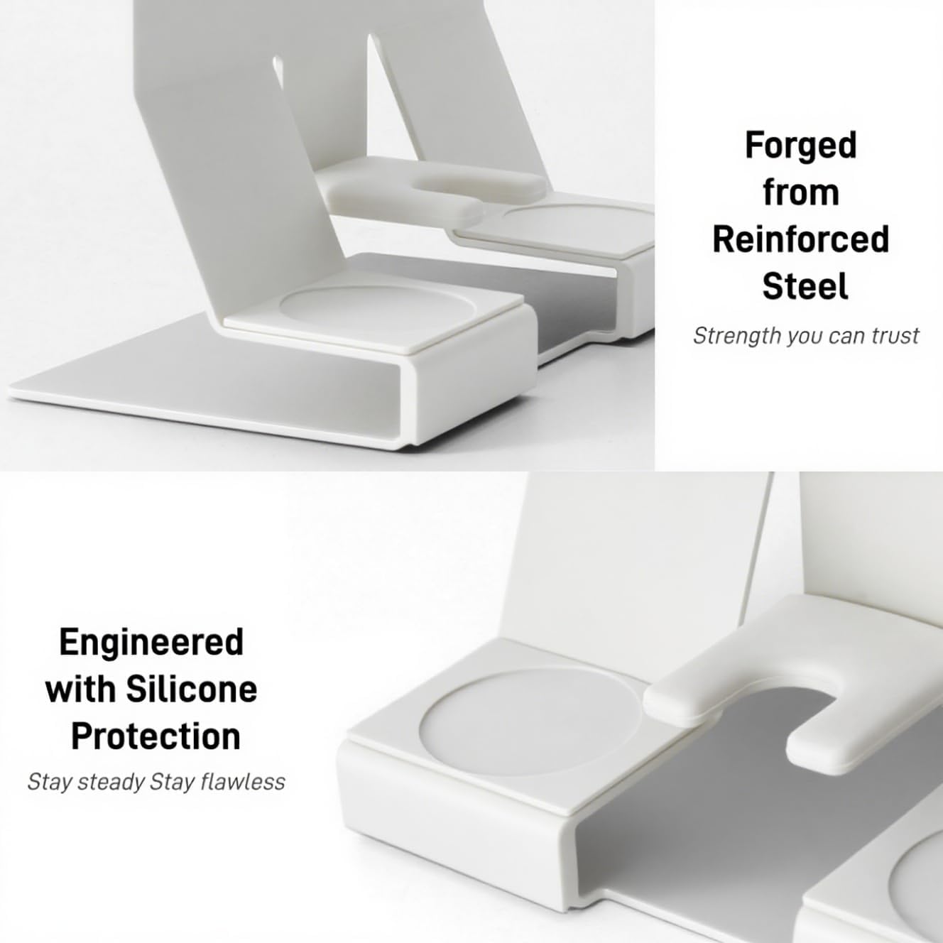 GIB Espresso Accessories Organizer Rack Tamper Holder Station, Heavy Duty Steel Stand for Coffee Distributor 51-54mm Portafilter Storage for Bar Home Office, White