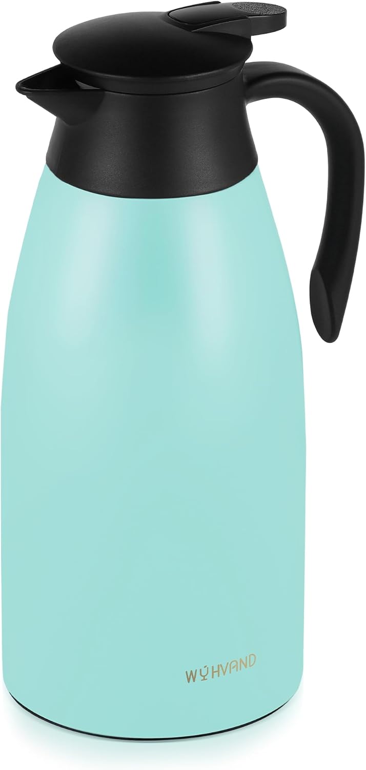 68 Oz Thermal Coffee Carafe, Stainless Steel Insulated Vacuum coffee crafts to keep coffee hot, 2 Liter Tea Water Coffee and Beverage Dispenser (Blue)