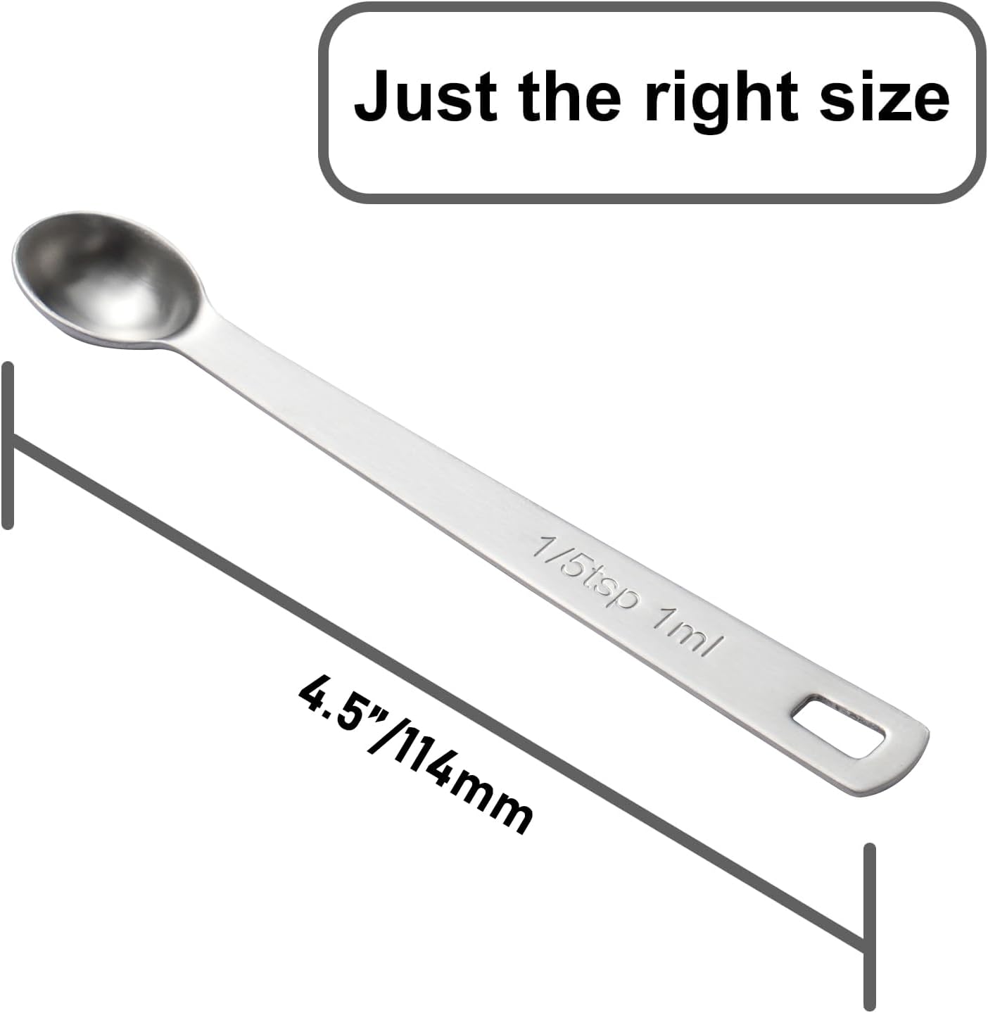 1PCS 1/5 Teaspoon(1/5tsp, 1ml) Single Tiny Measuring Spoon, Small Individual Stainless Steel Measure Spoons Only