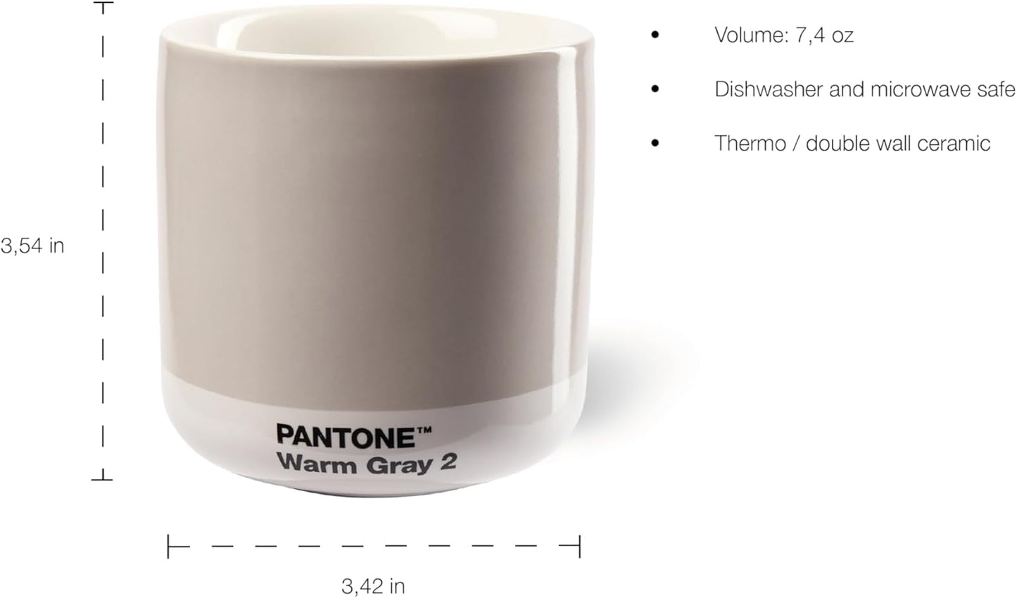 Copenhagen Design Pantone Latte Cup - Double Wall Thermo - Cappuccino Handleless Mug - 7.44oz/220ml, Yellow 012