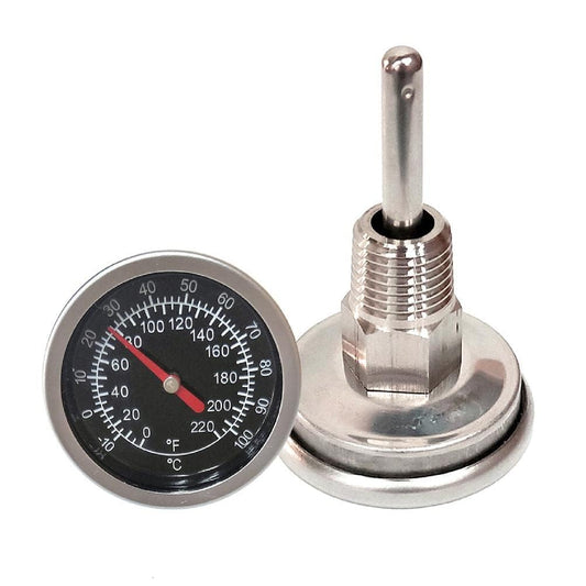 Temperature Probe Meter Gauge, Dial Thermometer NPT, Stainless 1/4 NPT Thermometer for Boiler Tea Pot Kettle -10-100℃/0-220ºF Thread Joint Dial Thermometers