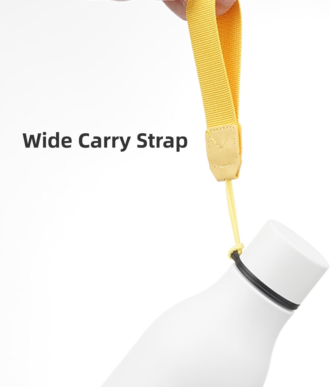 Insulated Water Bottle with Strap,18 oz Double Wall Stainless Steel Vacuum Bottles Metal Water Flask,White