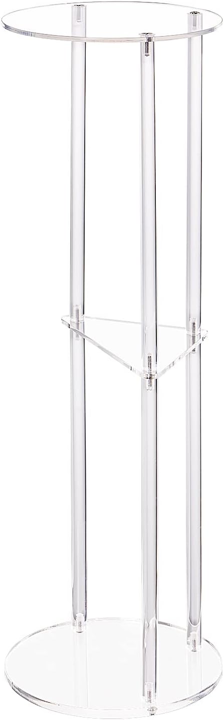 HMYHUM Clear Acrylic Drink Table for Small Spaces, Small Martini Drink Side Table for Living Room, 3 Tiers, C Shaped, 8" L x 8" W x 26" H