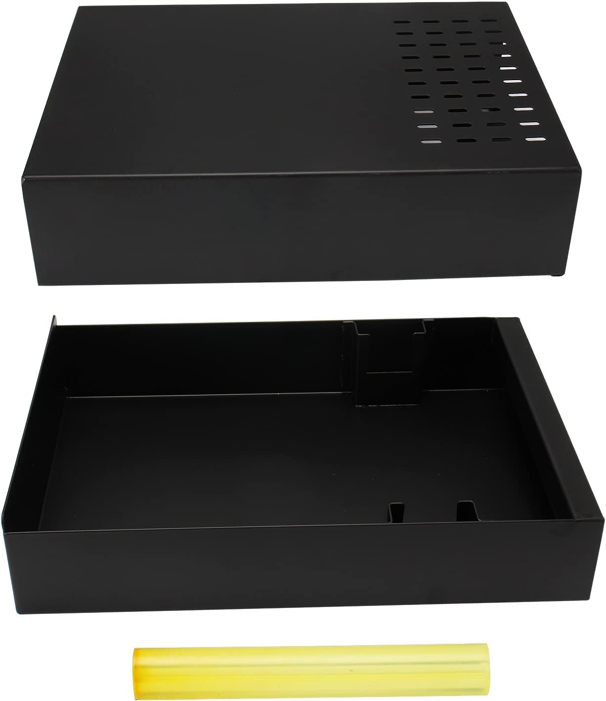 Espresso Knock Box Drawer, Stainless Steel Pull-Out Style Coffee Grounds Powder Container Bin for Cafes Restaurant Home Bar, Large, 14.96 x 10.03 x 3.93 inch (Black)