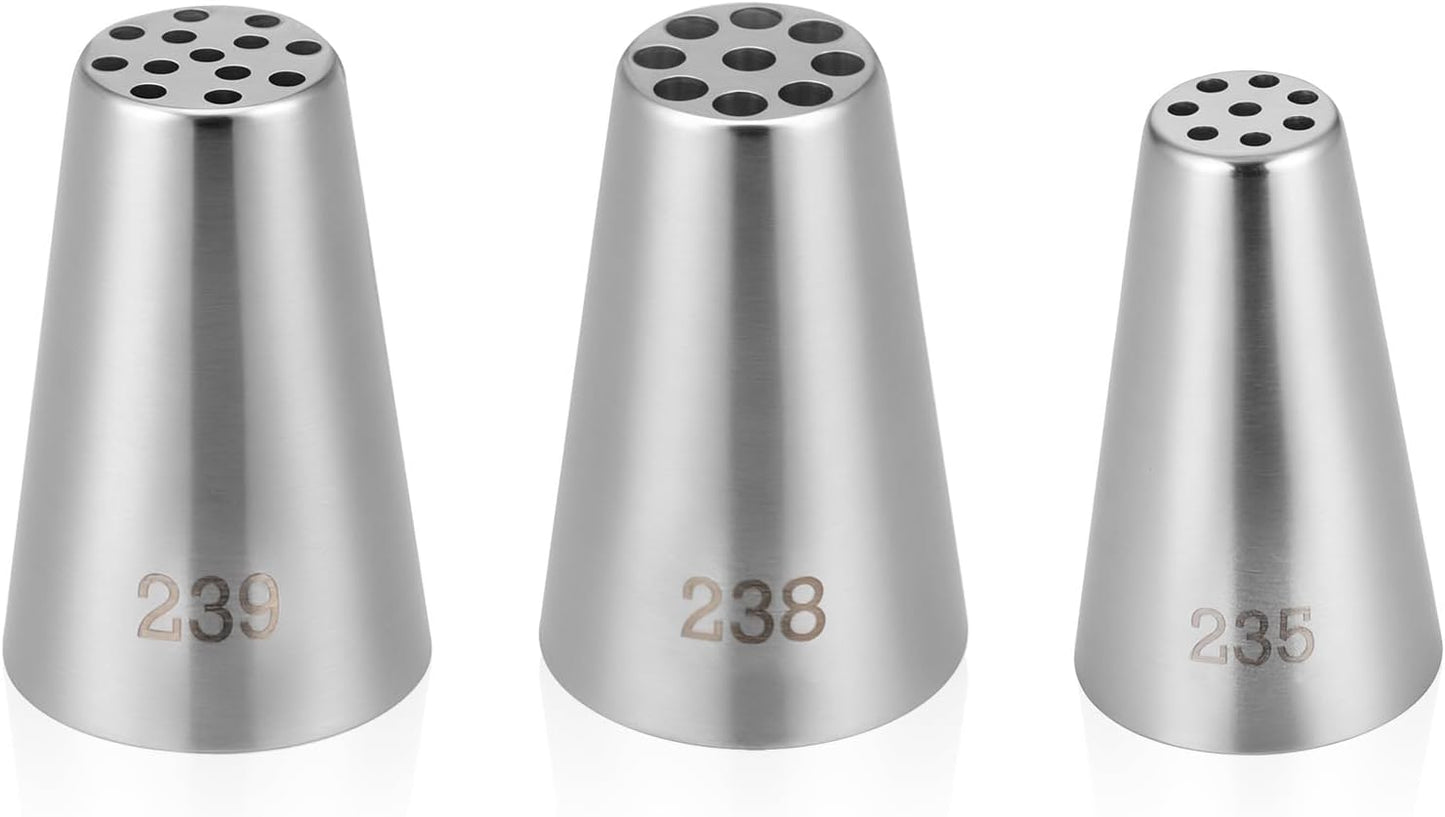 3 Pcs Grass Piping Tips, Stainless Steel DIY Piping Icing Nozzle Tool for Cake Decorating Frosting Grass, Hair, Fur on Cupcakes, Cookies, Desserts