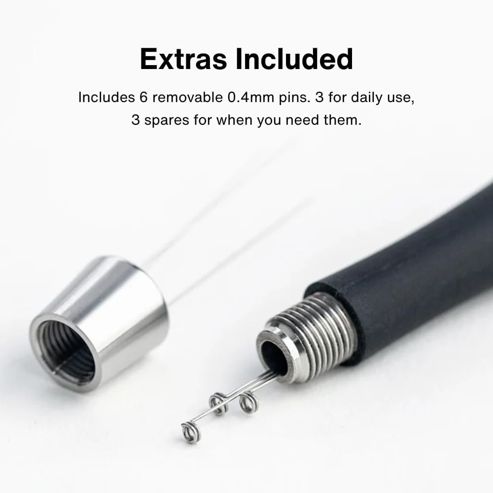 Crema Coffee Products Weiss Distribution Technique (WDT) Tool | Even Coffee Ground Distribution for Better Extraction | Stainless Steel with Silicone Grip | Includes 6 Pins & Storage Vault | Black