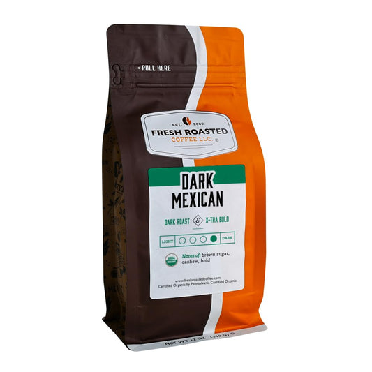 Fresh Roasted Coffee, Organic Dark Mexican | Mold & Myco 3rd Party Tested, USDA Organic, Kosher | Dark Roast 12 oz Whole Bean
