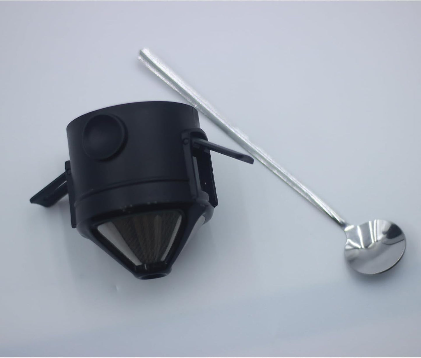 Portable 16oz Pour Over Coffee Maker with Foldable Filter & Stirrer – Insulated Stainless Steel Travel Cup with Lid – No Paper Filter Needed, BPA-Free, Black – For Home, Office, Camping, Backpacking