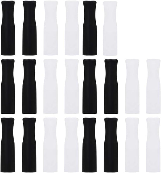 Accmor 22 Pcs Reusable Silicone Straws Tips, Black Clear Food Grade Straw Tip Covers Only Fit for 1/4 Inch Wide(6MM Out diameter) Stainless Steel Straws