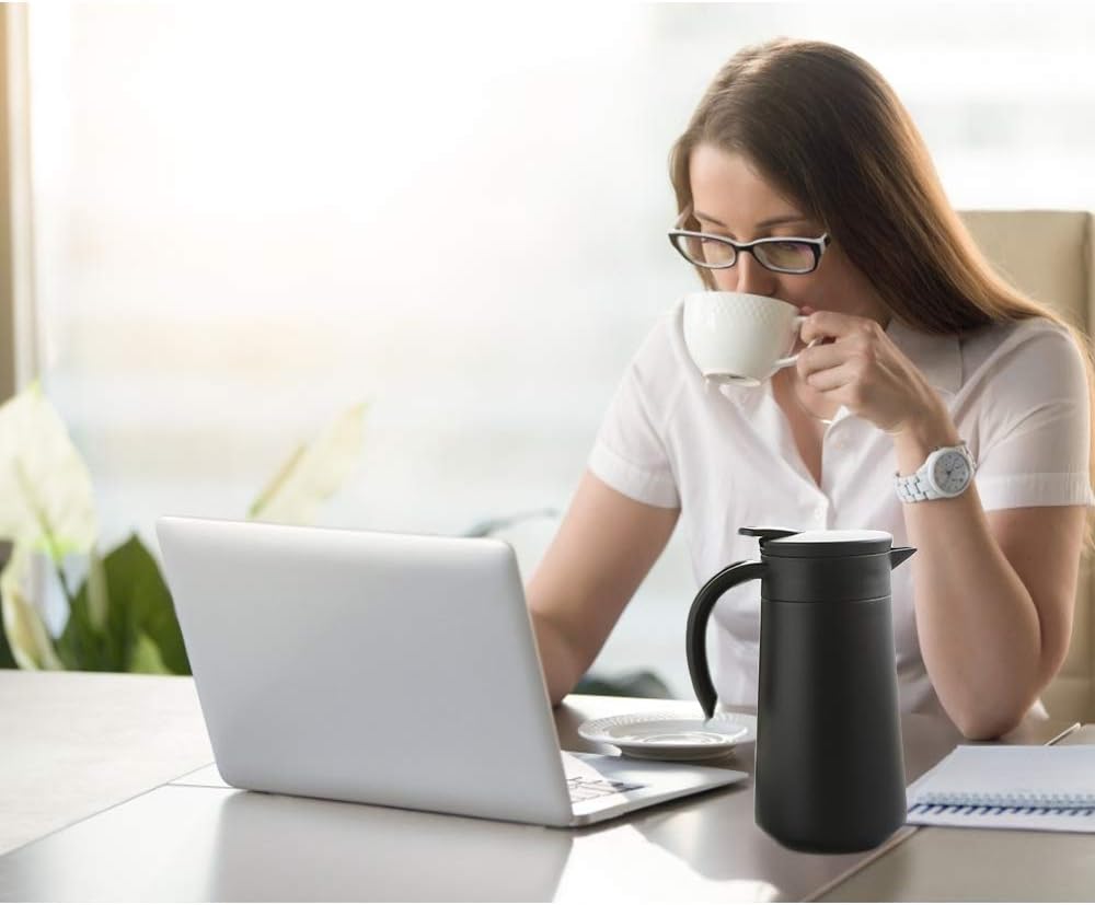 28oz Coffee Carafe Airpot Insulated Coffee Urn Stainless Steel Vacuum Thermal Pot Flask for Coffee, Hot Water, Tea, Hot Beverage - Keep 9 Hours Hot, 18 Hours Cold