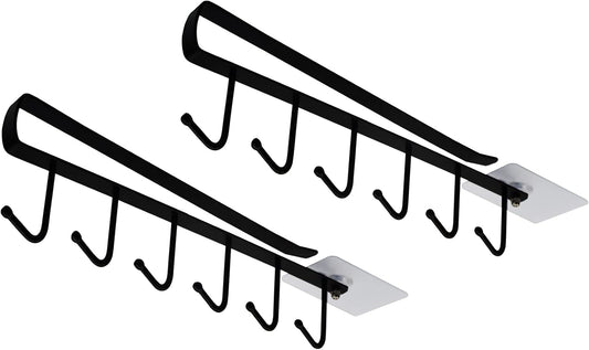 eywlwaar Cabinet Mug Holder Mug Cups Cabinet Mug Hooks Kitchen Storage Hanging Hooks (2 Pack-Black)
