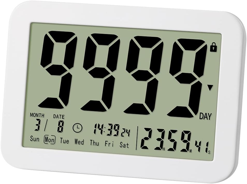 Digital Countdown Days Timer Clock- 9999 Days Count Down Timer with Stand Strong Magnetic Back for Retirement Wedding Vacation Birthday Exam Lab Kitchen Cooking
