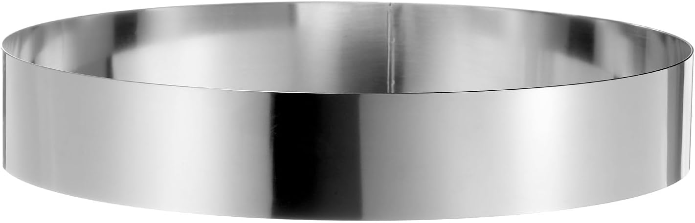 HARFINGTON Round Cake Ring 11 x 2 Inch Seamless Stainless Steel Pastry Mousse Dessert Ring Mirror Coating for Baking Cooking Making Tool
