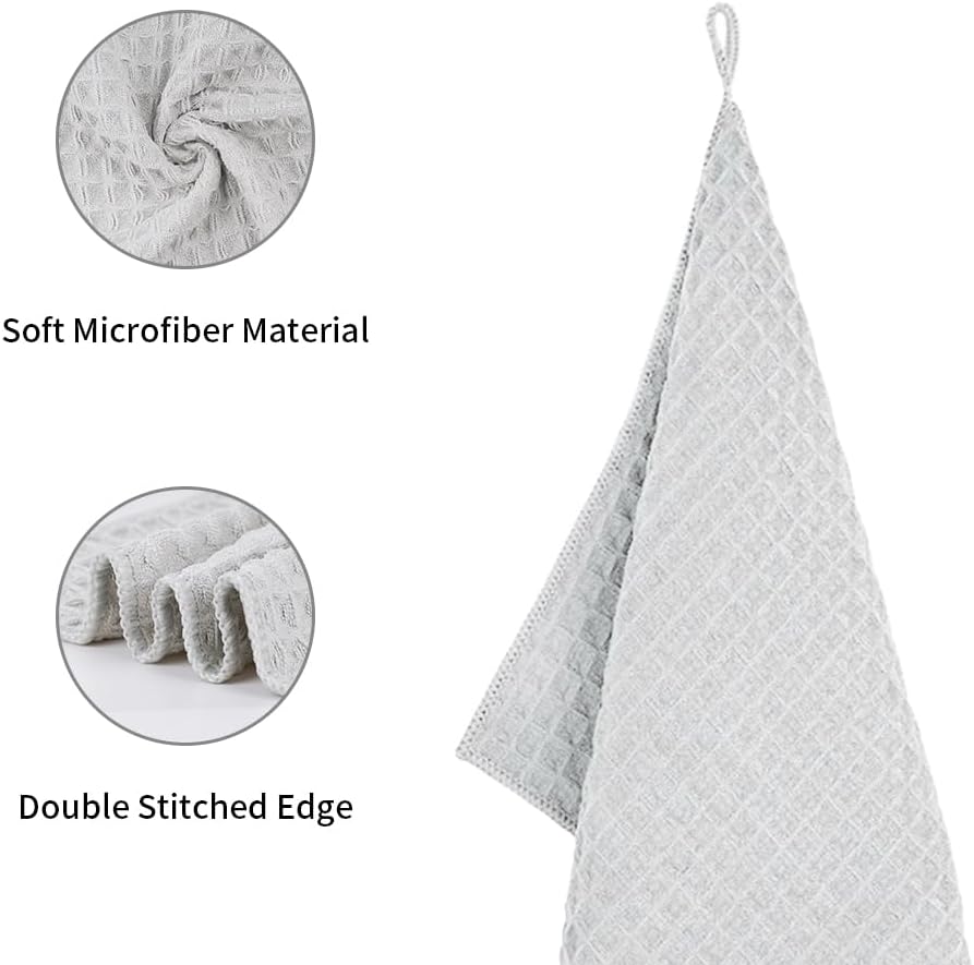 Barista Micro Cloth 4 Pack - watchget Microfiber Barista Cleaning Towels Coffee Cleaning Accessories for Espresso Machine, Steam Wand, Countertop, Kitchen Dish Cloth Waffle Weave Light Grey(12"x12")