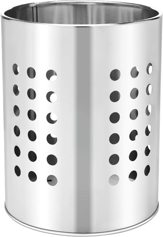 EORTA Stainless Steel Kitchen Utensil Holder Flatware Cylinder Silverware Draining Organizer Drying Rack with Round Drain Holes for Forks, Knives, Spoons, Chopsticks, Small